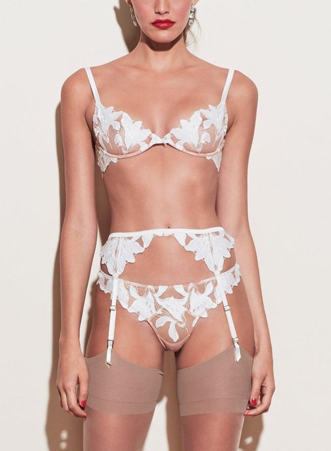 Rosie Lace & Mesh Suspenders White