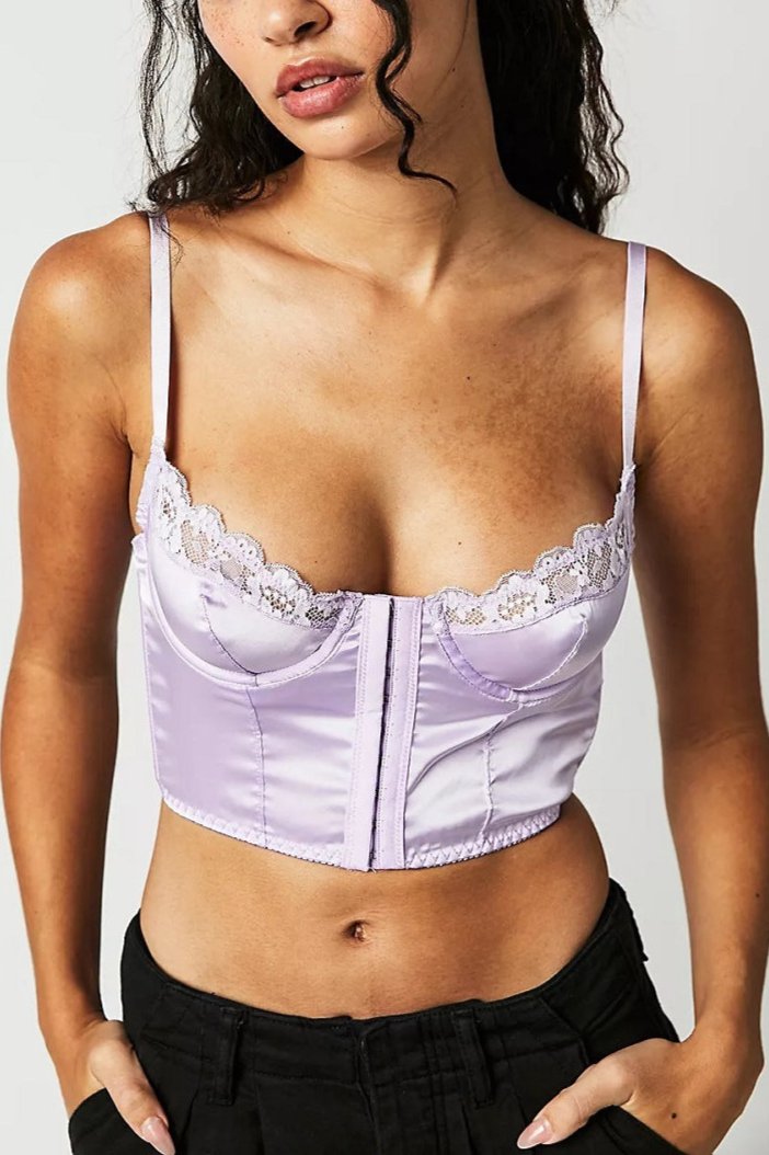 Rocio Satin & Lace Underwired Bustier