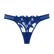 Rosie Lace Brazilian Mesh Thong Blue